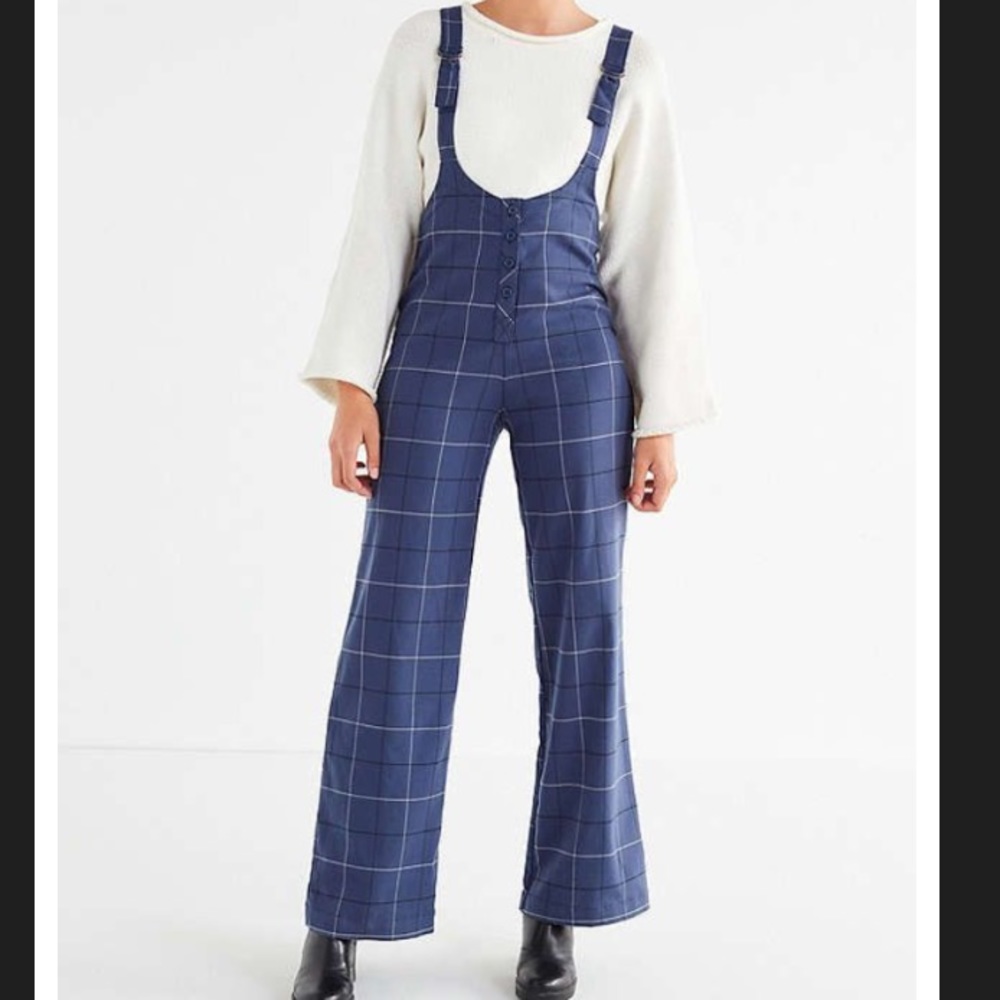 UO Plaid Overalls